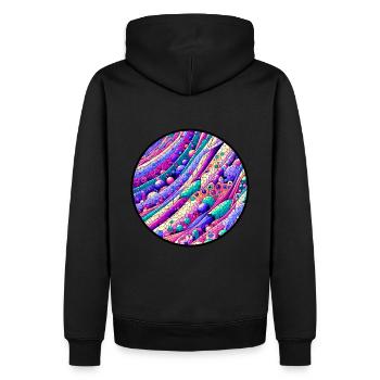 Abstract Histology Symphony: Colorful Micro Patter - Men’s Premium Organic Hoodie - black - Back - Nico (187cm)