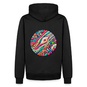 Vivid Histology Canvas: Abstrakte Gewebekunst - Männer Premium Bio Hoodie - Schwarz - Hinten - Nico (187cm)