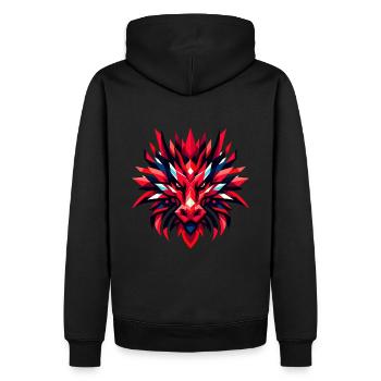 Geometrischer Feuerdrache: Mythische Rote Majestät - Männer Premium Bio Hoodie - Schwarz - Hinten - Nico (187cm)