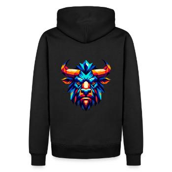Geometrischer Minotaurus: Kunst der mythischen Bestien - Männer Premium Bio Hoodie - Schwarz - Hinten - Nico (187cm)