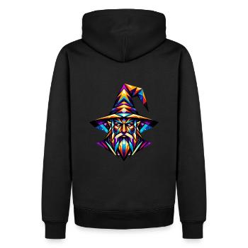Magicien médiéval fantastique : Art magique géométrique - Sweat à capuche Premium bio Homme - noir - Dos - Nico (187cm)