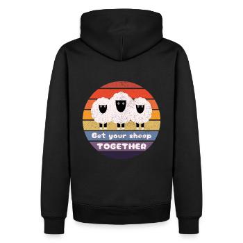 Bringen Sie Ihre Schafe zusammen: Lustiges Zitat-Design - Männer Premium Bio Hoodie - Schwarz - Hinten - Nico (187cm)