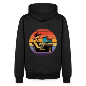 Rétro Programmer : l’esthétique de l’informatique vintage - Sweat à capuche Premium bio Homme - noir - Dos - Nico (187cm)