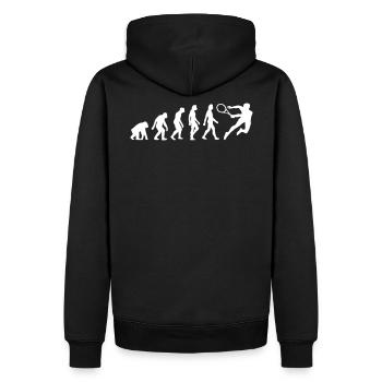 Die Evolution von Tennis - Männer Premium Bio Hoodie - Schwarz - Hinten - Nico (187cm)
