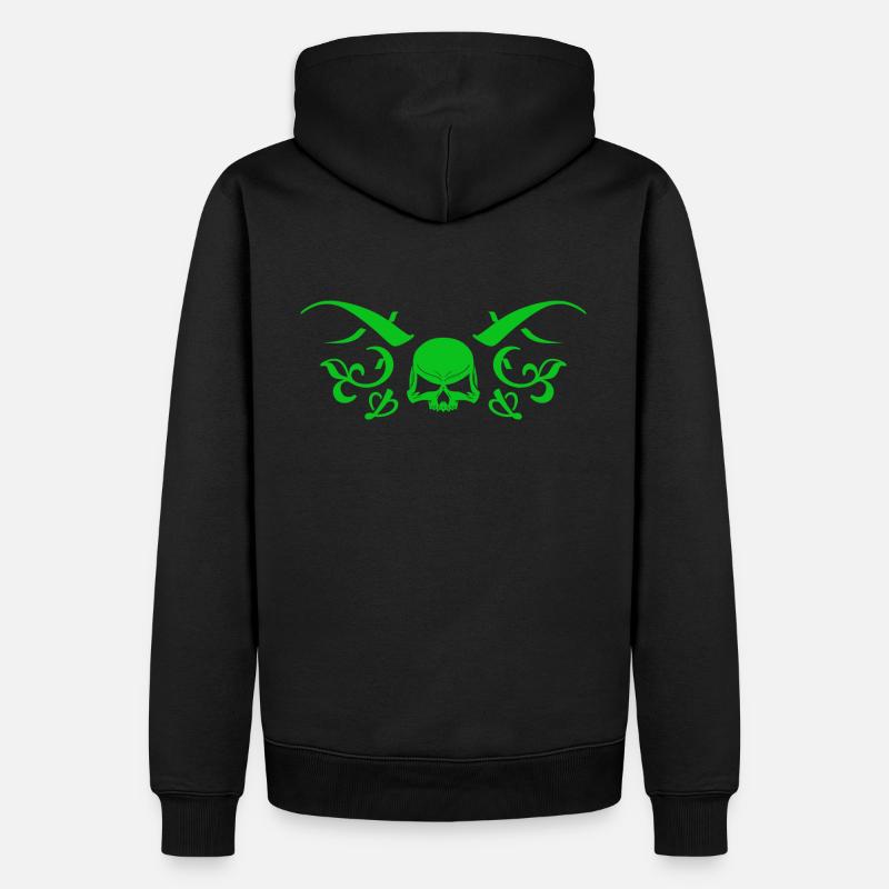 Crâne Tribal Vert - Sweat à capuche Premium bio Homme - noir