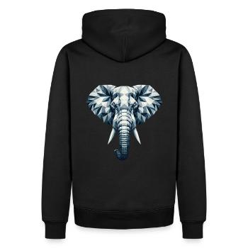 Abstrakter geometrischer Elefant - Farbgestaltung - Männer Premium Bio Hoodie - Schwarz - Hinten - Nico (187cm)