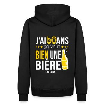 Cadeau d anniversaire 60 ans j ai 60 ans et bière - Sweat à capuche Premium bio Homme - noir - Dos - Nico (187cm)