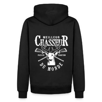 meilleur chasseur du monde cadeau papa chasse - Sweat à capuche Premium bio Homme - noir - Dos - Nico (187cm)