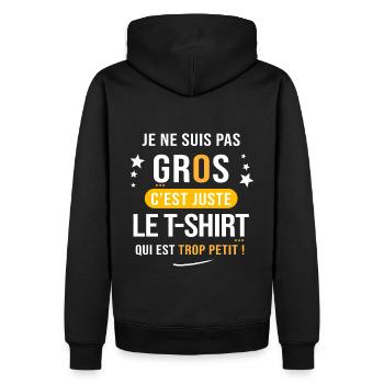 je ne suis pas gros c est le t shirt trop petit - Sweat à capuche Premium bio Homme - noir - Dos - Nico (187cm)