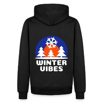 Ambiance hivernale (soleil, voûte céleste, flocon de neige) - Sweat à capuche Premium bio Homme - noir - Dos - Nico (187cm)