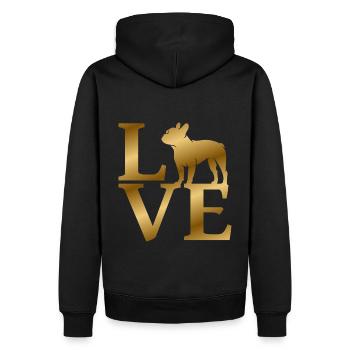 Love Französische Bulldogge - Männer Premium Bio Hoodie - Schwarz - Hinten - Nico (187cm)