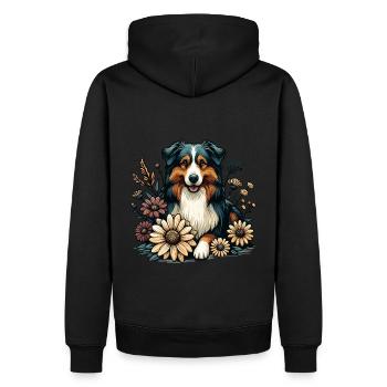 Berger australien Cottage Core Country House fleurs - Sweat à capuche Premium bio Homme - noir - Dos - Nico (187cm)