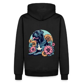 Cane Corso Retro Pastell Blumen - Männer Premium Bio Hoodie - Schwarz - Hinten - Nico (187cm)