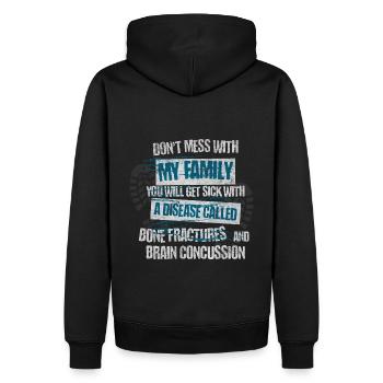 Leg dich nicht mit meiner Familie an - Männer Premium Bio Hoodie - Schwarz - Hinten - Nico (187cm)