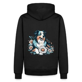 Berger australien Cottage Core Country House fleurs - Sweat à capuche Premium bio Homme - noir - Dos - Nico (187cm)