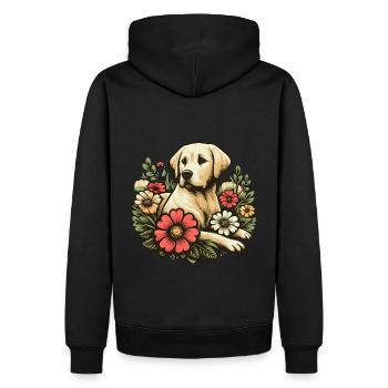 blonder Labrador Retriever Cottage Core Blumen - Männer Premium Bio Hoodie - Schwarz - Hinten - Nico (187cm)