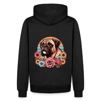 Bullmastiff Retro Pastell Blumen - Männer Premium Bio Hoodie - Schwarz - Hinten - Nico (187cm)