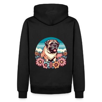 Bullmastiff Retro Pastell Blumen - Männer Premium Bio Hoodie - Schwarz - Hinten - Nico (187cm)
