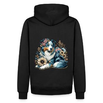 Berger australien Cottage Core Country House fleurs - Sweat à capuche Premium bio Homme - noir - Dos - Nico (187cm)