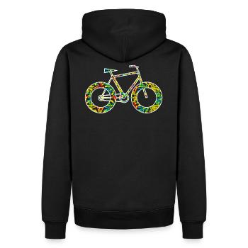 Vélo à fleurs - Sweat à capuche Premium bio Homme - noir - Dos - Nico (187cm)