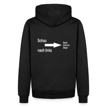Schau nach links ... - Männer Premium Bio Hoodie - Schwarz - Hinten - Nico (187cm)