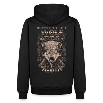 Better a wolf of Odin than a - Men’s Premium Organic Hoodie - black - Back - Nico (187cm)