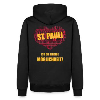 St. Pauli Ist Die Einzige Möglichkeit! (2C) - Männer Premium Bio Hoodie - Schwarz - Hinten - Nico (187cm)