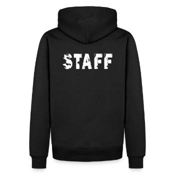 Staff Team Technik Security Construction helper - Men’s Premium Organic Hoodie - black - Back - Nico (187cm)
