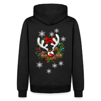 Weihnachten Rentier im Kranz - Sweat à capuche Premium bio Homme - noir - Dos - Nico (187cm)