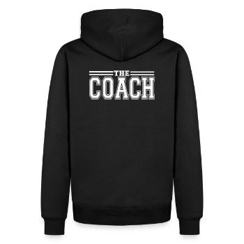 the coach - Men’s Premium Organic Hoodie - black - Back - Nico (187cm)
