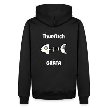Thunfisch Gräta - Männer Premium Bio Hoodie - Schwarz - Hinten - Nico (187cm)