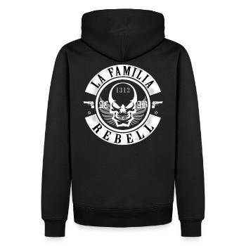 La Familia - The Rebel - Men’s Premium Organic Hoodie - black - Back - Nico (187cm)