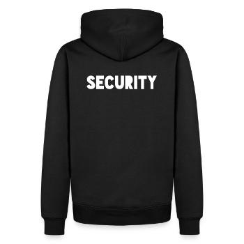 Security - Men’s Premium Organic Hoodie - black - Back - Nico (187cm)