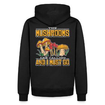 Appelle les champignons et je dois aller ramasser les champignons - Sweat à capuche Premium bio Homme - noir - Dos - Nico (187cm)