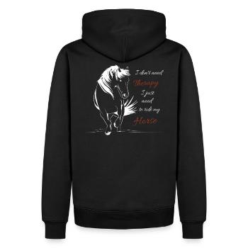 Cheval sort cavalier cadeau - Sweat à capuche Premium bio Homme - noir - Dos - Nico (187cm)