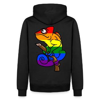 Chamäleon LBGT Gay Pride Bunt Sommer - Männer Premium Bio Hoodie - Schwarz - Hinten - Nico (187cm)