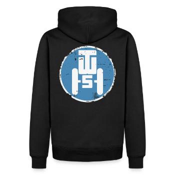 Traktorenwerk Schönebeck Retro - Fortschritt DDR - Männer Premium Bio Hoodie - Schwarz - Hinten - Nico (187cm)