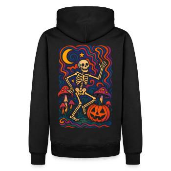 Tanzendes Skelett – Retro Halloween Kunst - Männer Premium Bio Hoodie - Schwarz - Hinten - Nico (187cm)