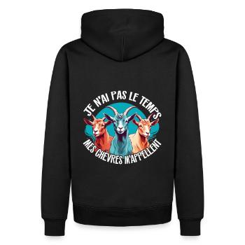 Je n'ai pas le temps - mes chèvres m'appellent - Sweat à capuche Premium bio Homme - noir - Dos - Nico (187cm)