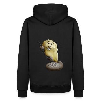 Cool Dessin animé Rongeur Drôle Castor - Sweat à capuche Premium bio Homme - noir - Dos - Nico (187cm)
