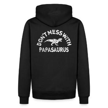 Bester Papa Papasaurus Dinosaurier lustig Vater - Männer Premium Bio Hoodie - Schwarz - Hinten - Nico (187cm)