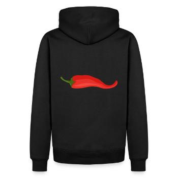 Chili Chilischote rot - Männer Premium Bio Hoodie - Schwarz - Hinten - Nico (187cm)