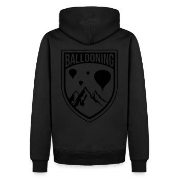 Ballooning Badge Mountains - Men’s Premium Organic Hoodie - black - Back - Nico (187cm)