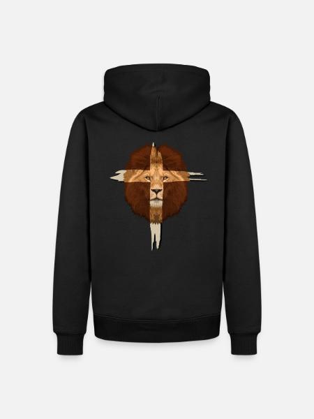 Lion Cross Christian Gift - Men’s Premium Organic Hoodie - black