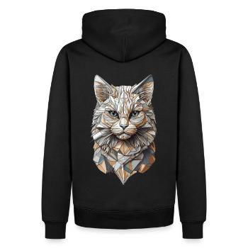 Geometrischer Kater mit Farbpracht - Männer Premium Bio Hoodie - Schwarz - Hinten - Nico (187cm)