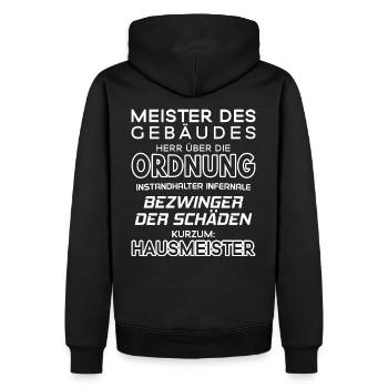 Hausmeister / Hausmeisterin - Männer Premium Bio Hoodie - Schwarz - Hinten - Nico (187cm)