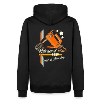 RG28 Mixer DDR Kult - N(o)stalgie Retro - Männer Premium Bio Hoodie - Schwarz - Hinten - Nico (187cm)