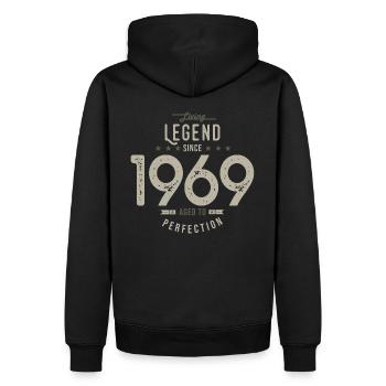 LIVING legend since 1969 cadeau 52e anniversaire - Sweat à capuche Premium bio Homme - noir - Dos - Nico (187cm)