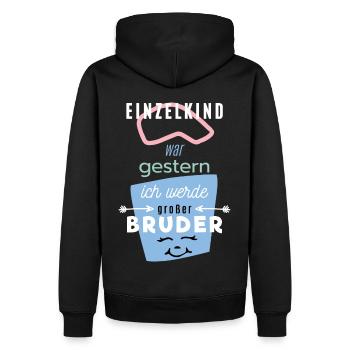 Einzelkind, Ich werde Bruder, lustiger Spruch - Männer Premium Bio Hoodie - Schwarz - Hinten - Nico (187cm)