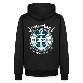 Binz, Ostseebad, Anker - Männer Premium Bio Hoodie - Schwarz - Hinten - Nico (187cm)